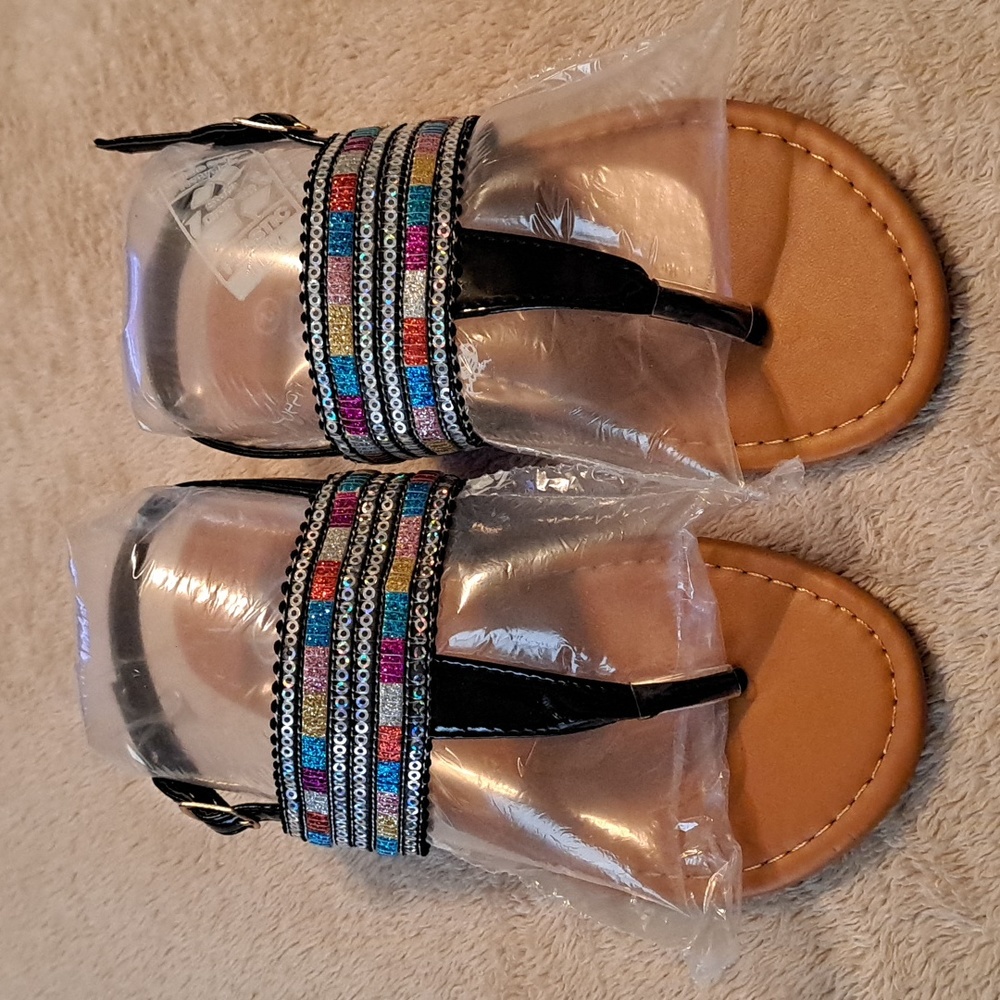 CB Girls Thong Sandals - Sequin  and Glitter - Sz. 2  - New